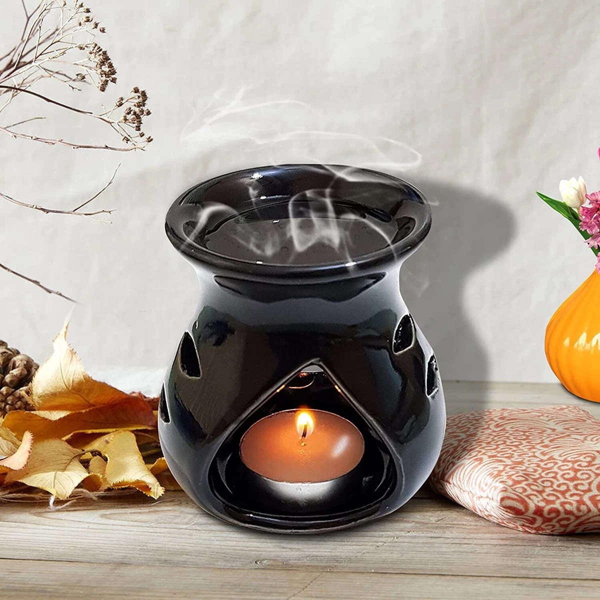 Ceramic Clay Candle Operated Aroma Burner with 1 Tea Light Candle