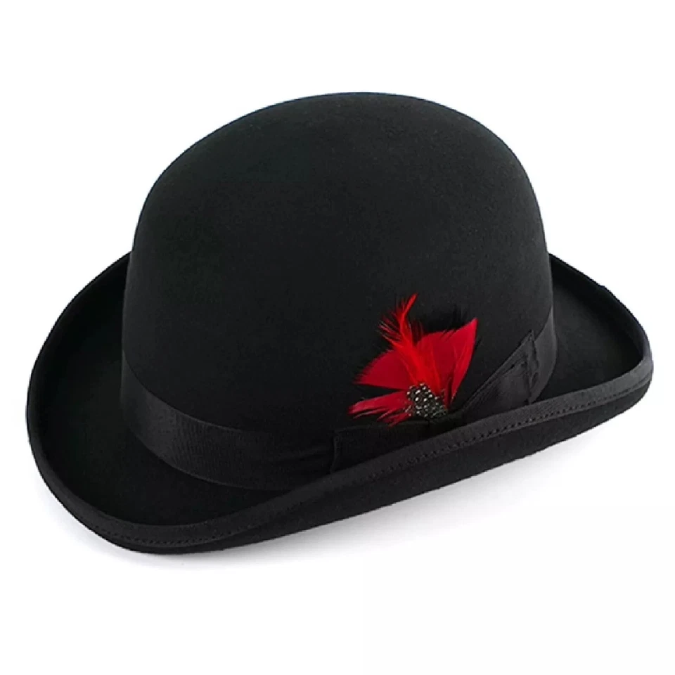 Bowler Derby BLack hat Classic Style Australian wool felt fully lined S-XXL - Image 4 of 4
