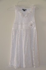 Sequin Hearts - Girls - White Sequin Rufflle Dress with Flower - Size 14 - EUC