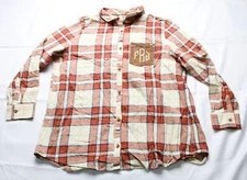 Marley Lilly Women's Monogrammed Layering Tunic JL3 Orange & Navy Plaid Size 2XL