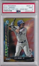 ELOY JIMENEZ - 2017 BOWMAN CHROME SCOUTS TOP 100 - GOLD REFRACTOR - PSA MINT 9