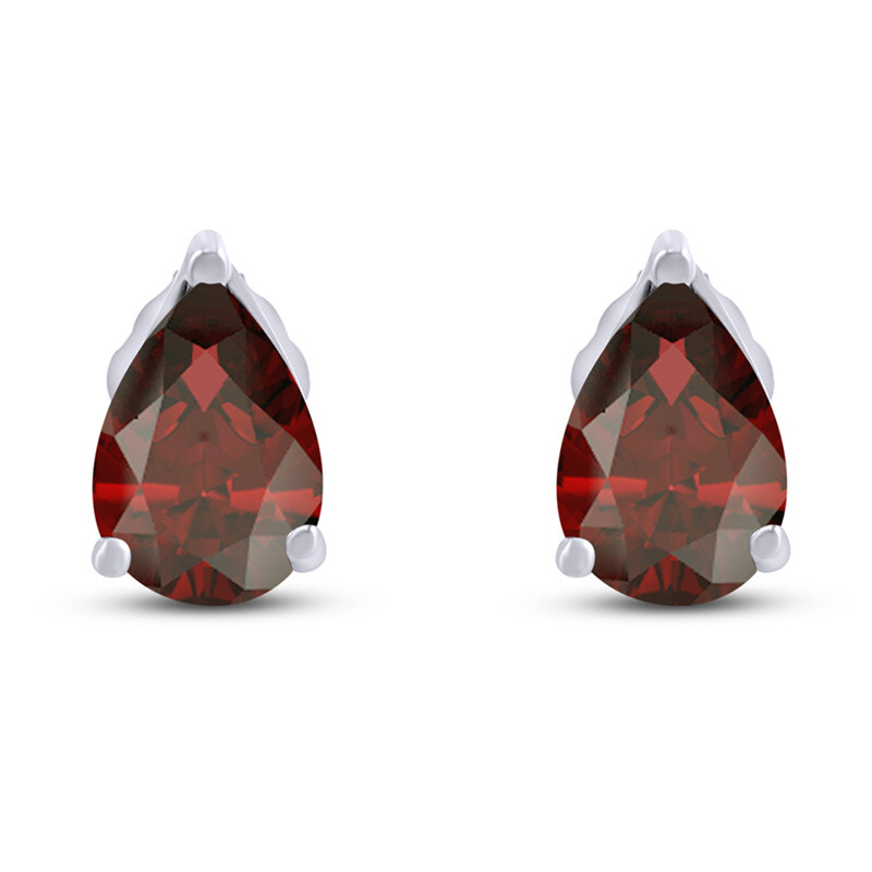 Solitaire Sterling Silver 3ct Pear Cubic Zirconia Stud Earrings-image