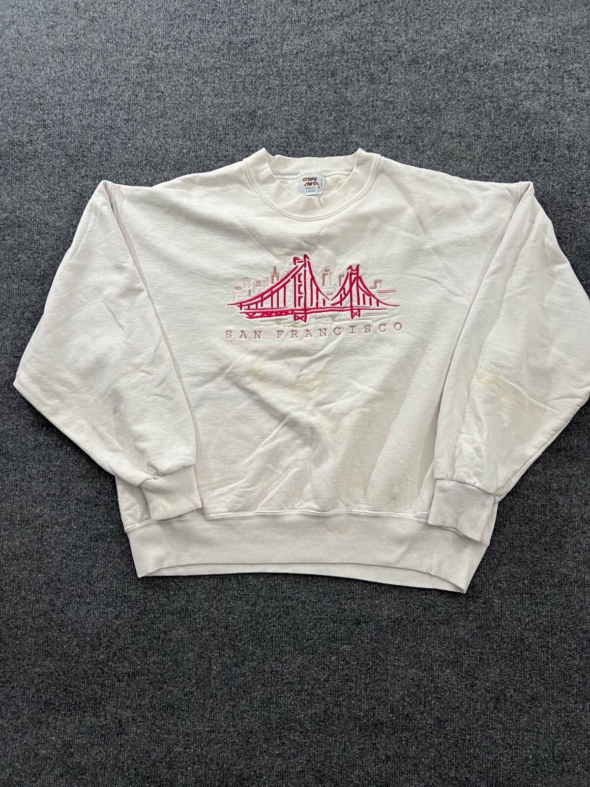 Vintage San Francisco Bridge Crewneck Sweatshirt Mens Large Gray Fleece 90s