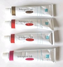 Lot of 4 - 30ml Lifestyle Craft Letterpress Ink - Gold - 2x Red, Hot Pink NEW