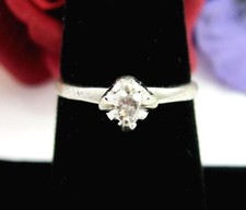 Solitare Ring CUBIC ZIRCONIA Beautiful BRILLIANT Cut Vintage 1/3 C CZ Size 8