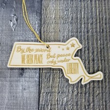 Massachusetts Wood Ornament - MA State Shape with State Motto - Handmade Wood O