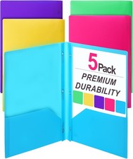 Mr. Pen Plastic Folders with Pockets and Prongs, Letter Size, 5 Pack