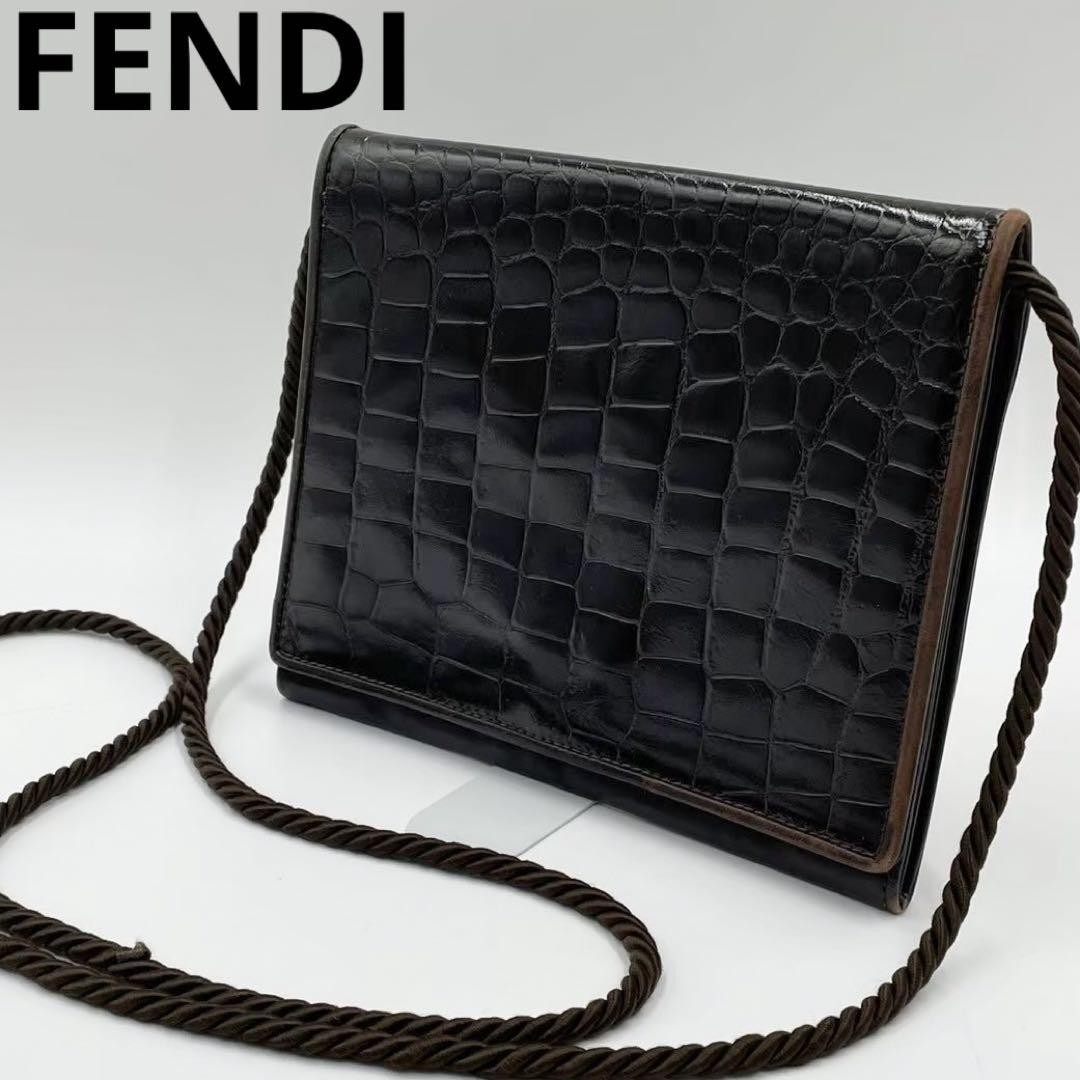 FENDI Black Leather Shoulder Bag Authentic I070299