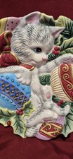 Fitz and Floyd Essentials Kristmas Kitty w/Ornaments Christmas Cookie Plate 9" 