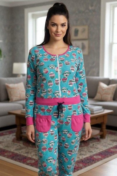 Women Sleep Suit Pink Cotton M
