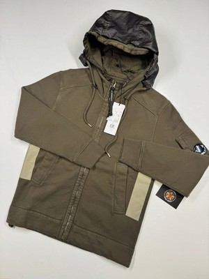 CP Company 161A Diagonal Fleece Hooded full zip Sweatshirt in Green    XS