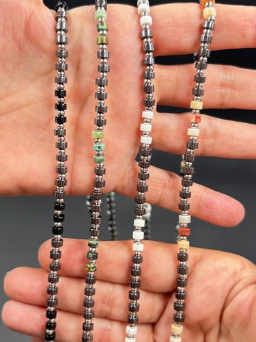 Collana Girocollo Uomo con Pietre Naturali colorate e Acciaio Inossidabile - Imagen 2 de 13