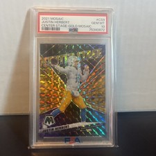 2021 Mosaic Justin Herbert Center Stage GOLD Mosaic Prizm 04/10 #CS9 Chargers