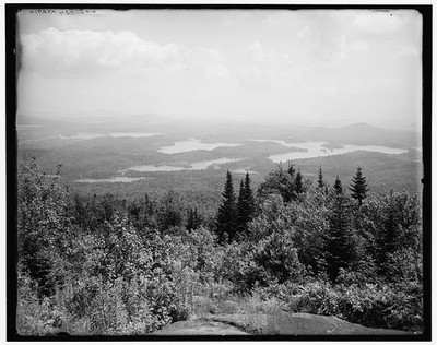 Photo:St Regis Lakes Adirondack Mts NY 1900s Mountain View Lake Panorama