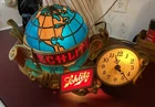 Vintage 1976 Schlitz Beer Globe Motion Back Bar Sign with Clock – Working