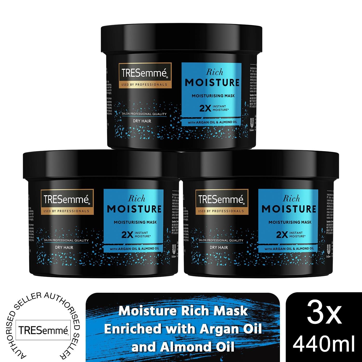 Tresemme Women's Black Moisture 'Rich Mask' Enriched With Argan Oil & Almond Oil, 4 Pack Of 440Ml In - Image 2