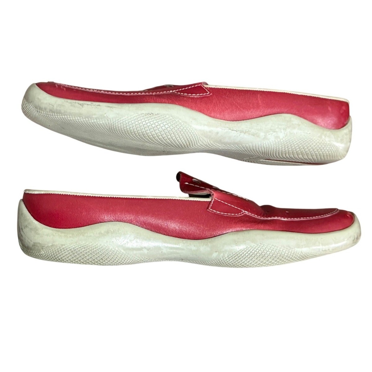 Prada Red Leather Mule Slides Womens 6 Platform Slip On 