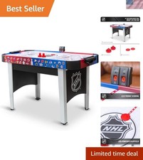 Interactive 48-Inch Air Hockey Table with LED Scoring and Sounds for Home Fun