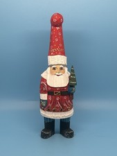 Vintage Hand Carved Wooden Santa Figurine 9.5 Folk Art Christmas Decor