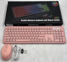 KL2 BACKLIT KB319 PINK WIRELESS KEYBOARD AND MOUSE COMBO