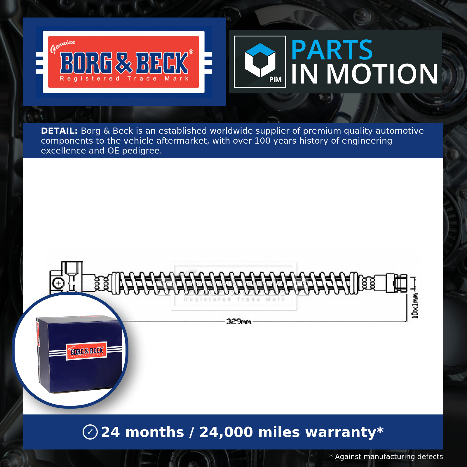 Brake Hose Rear Inner BBH8626 Borg & Beck Hydraulic 58833H1060 Quality New