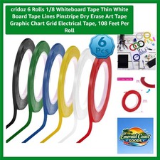 6 Rolls 1/8 Whiteboard Tape Thin White Board Tape Lines Pinstripe Dry Erase A...