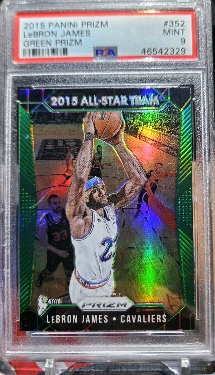 LEBRON JAMES PANINI EMERALD GREEN PRIZM ALL-STAR TEAM 2015-16 PSA 9 NON-AUTO SP view 3