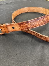 Vintage Men  s Tooled Eagle Leather Belt Made In Mexico Size 36