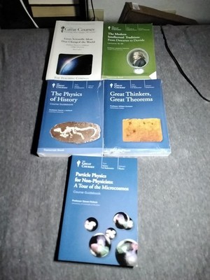 5 of The Great Courses Transcript Books, 2 New In Plastic, BOOKS ONLY, NO DISCS!
