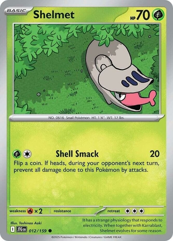 Shelmet - 012/159 - Common - Reverse Holo (Near Mint) Journey Together - Grass P