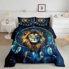 Lion Bedding Set Queen Size,Lion Mane Wildlife Animal Comforter Set Boys Girl...