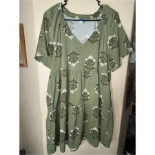 Old Navy Green White Floral Tiered Babydoll Mini Dress Boho Cottagecore M