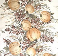 Tablecloth Rectangular Fabric Blend 82 x 60 Harvest Thanksgiving Pumpkins
