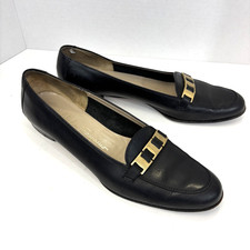 Vintage Salvatore Ferragamo Boutique Loafer Flats Shoes Womens 9 Black Leather