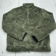 Green Cozy Fleece 1/4 Zip Pullover Sweatshirt Women's Size Medium