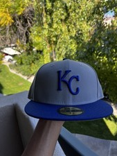New Era Kansas City Royals 59FIFTY Fitted Cap Gray Blue Size 7 1/8 MLB