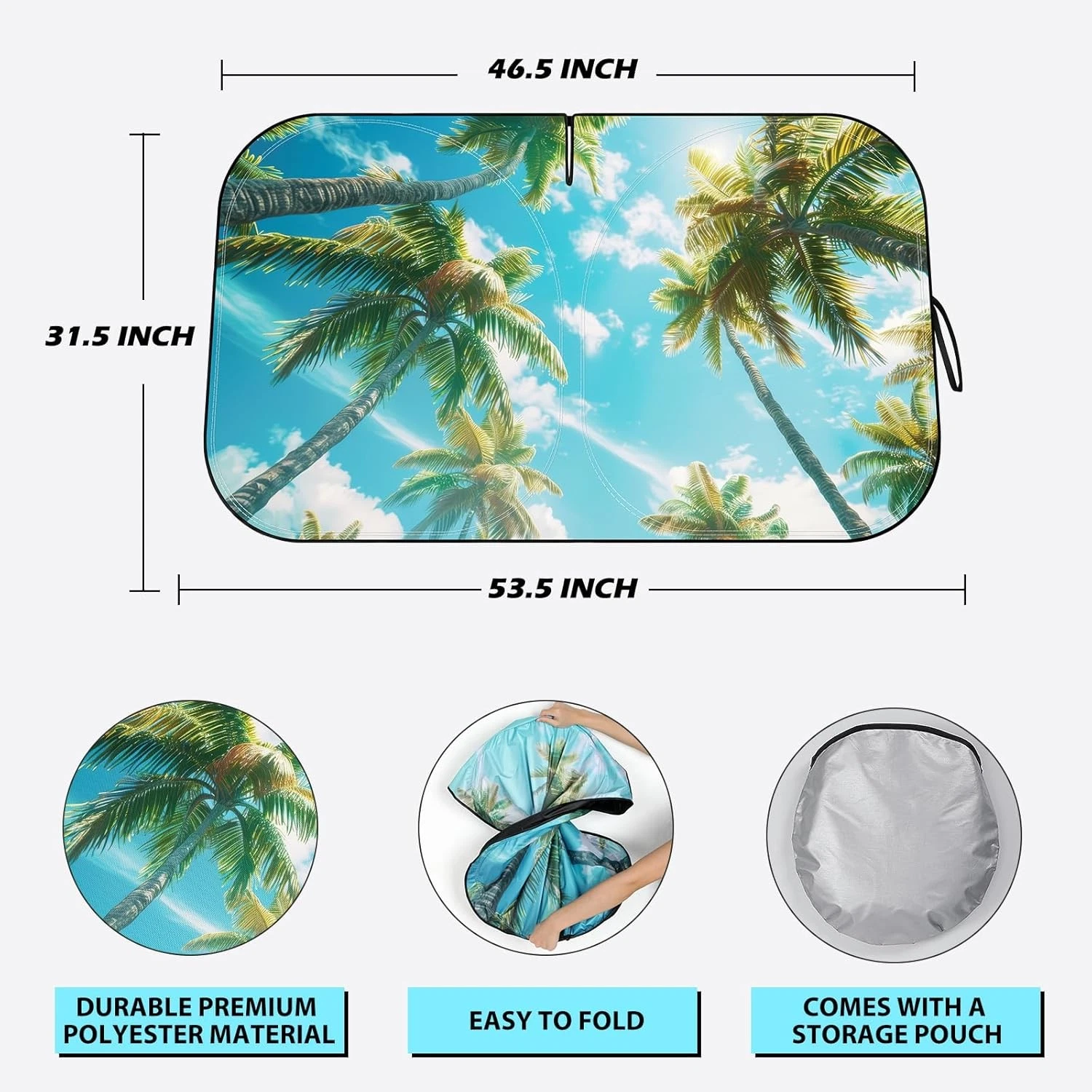 Windshield Sun Shade - Car for Blue - Coconut tree-sky