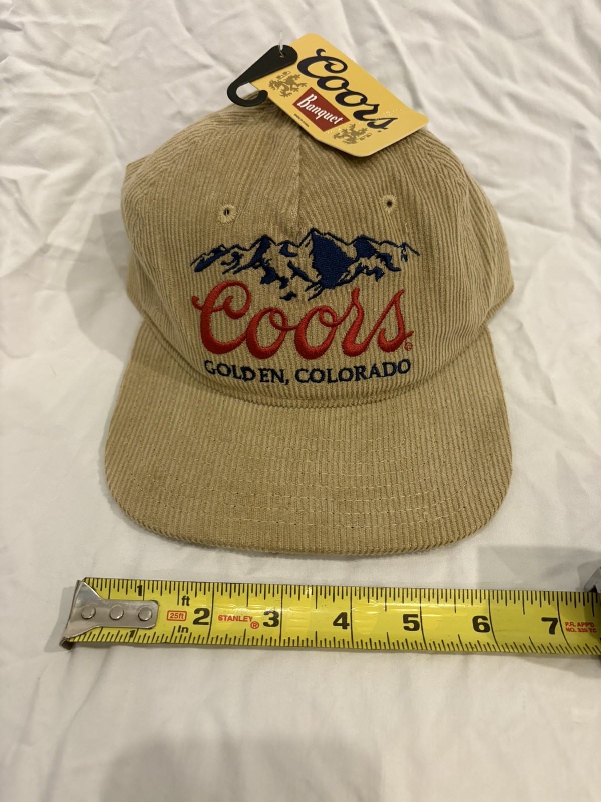 NEW! Coors Beer Corduroy Snapback Hat Cap Beige Adjustable Golden Colorado