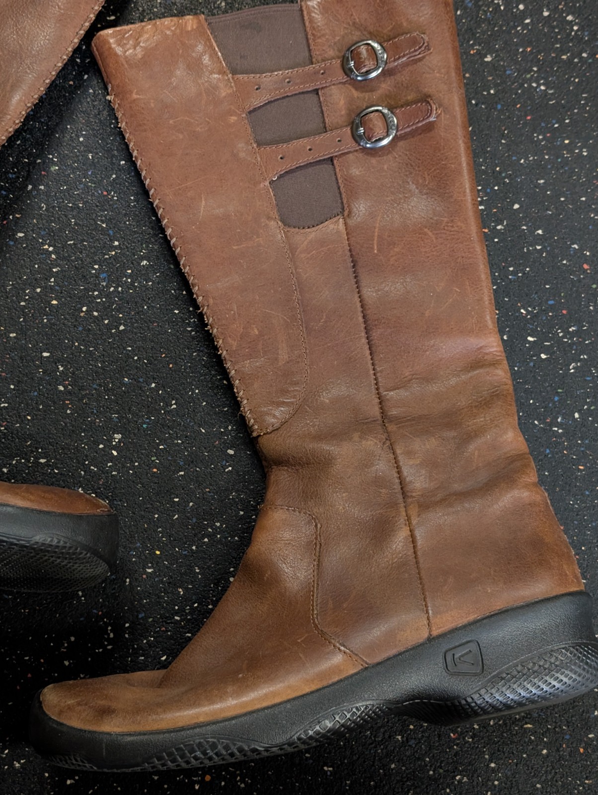 Stivali equitazione KEEN Bern Baby Bern al ginocchio pelle marrone zip alta donna taglia 9