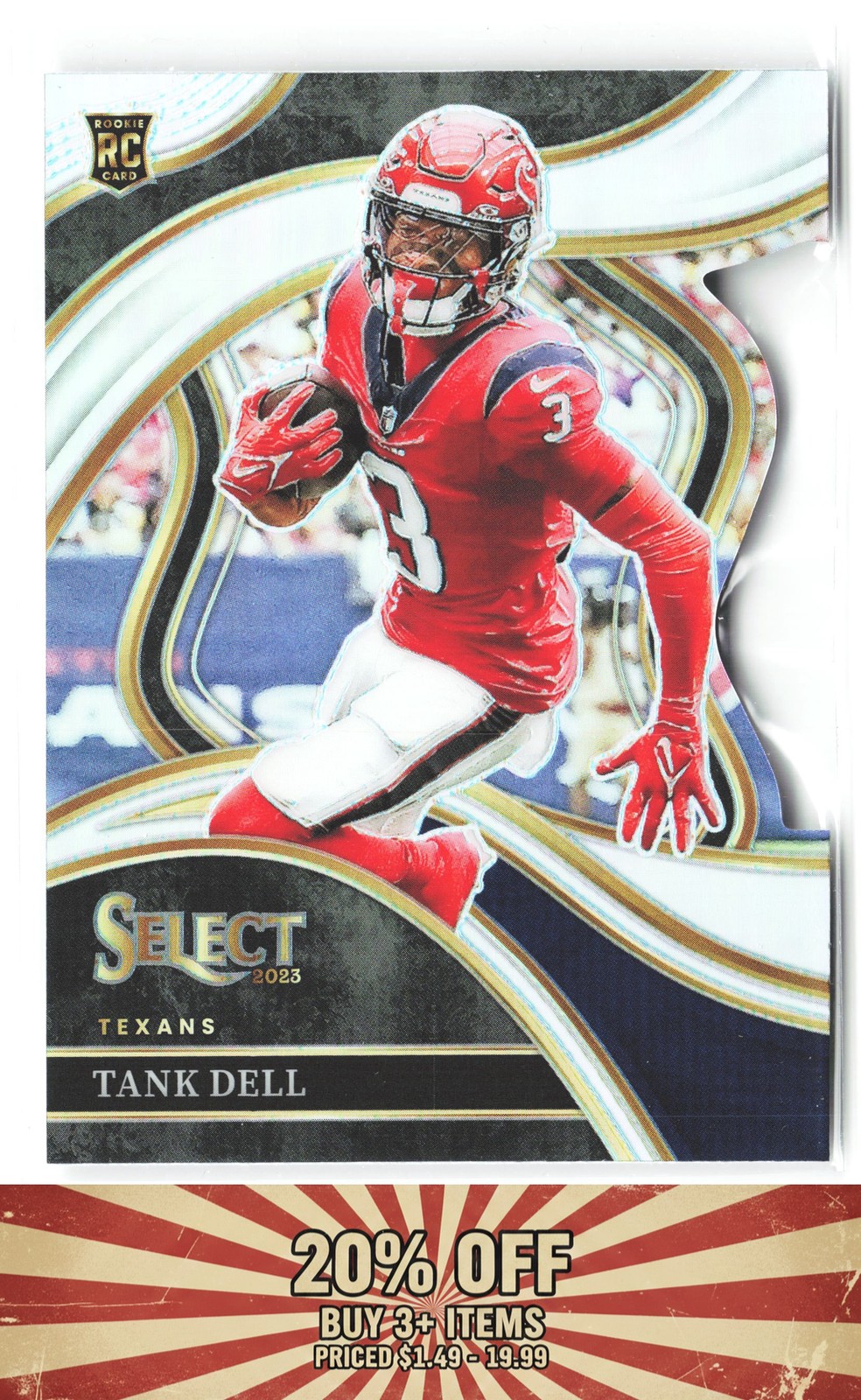 2023 Panini Select #219 RC Tank Dell Silver Prizms Die Cuts Houston Texans