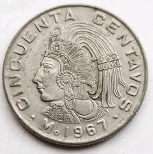 1967  Mexico Cincuenta Centavos Actual Coin