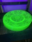 Vintage Uranium Glass Ballerina Depression Glass Plates UV Reactive Glass Set