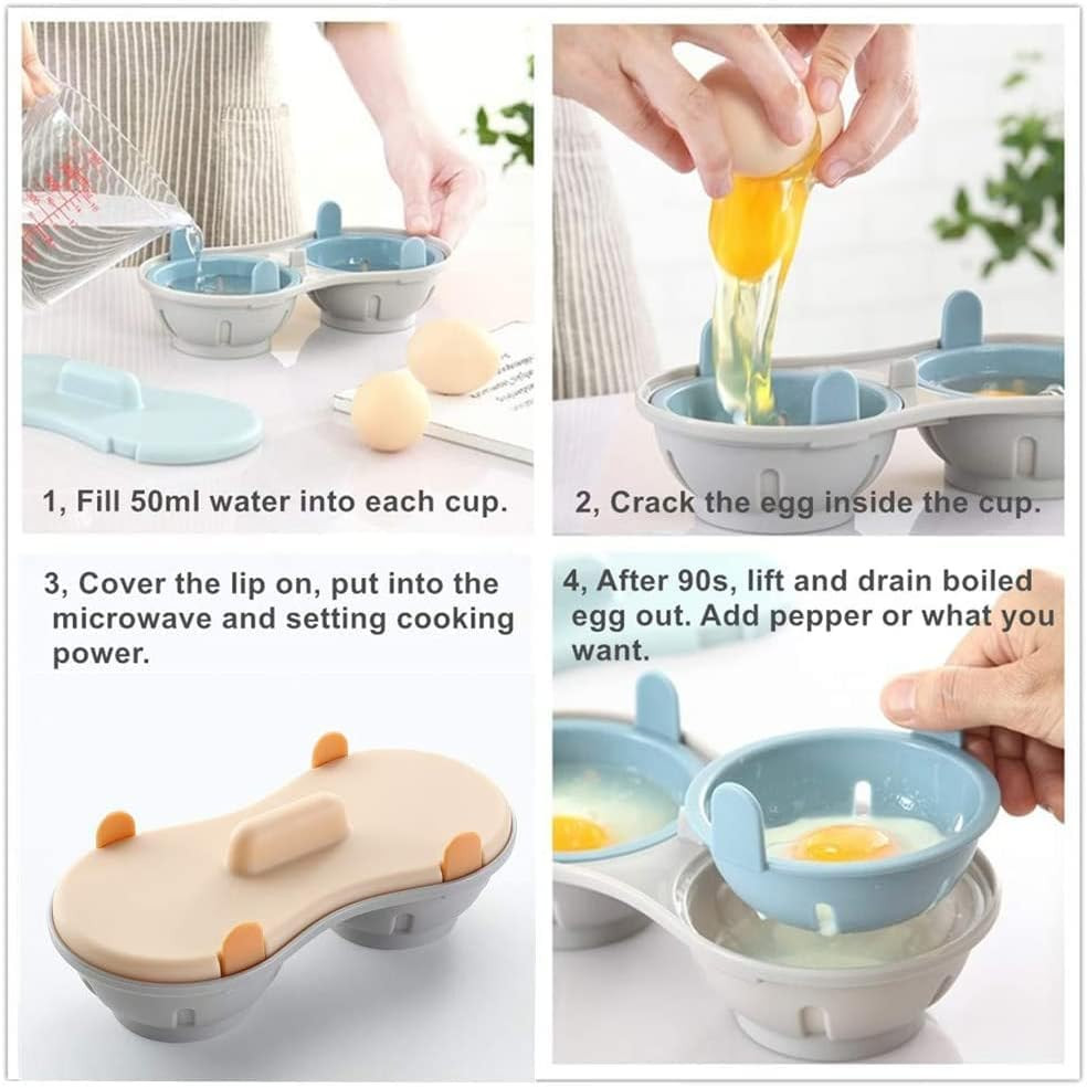 Egg Poacher Microwavable, Egg Steam with Measure Cup Dishwashable, Egg Maker Poa