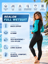 BRAND NEW Women s XS Full-Body Wetsuit 4/3mm Neoprene, Long Sleeves, Back Zi