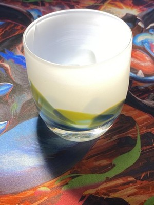 Glassy Baby Belong Tri-Color Inlaid Limited Edition Rare Candle Holder Cup READ