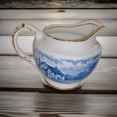 Sutherland H M Bone China Small Cream Pitcher Rual Scenes With Gold Trim