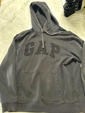 Gap Gray Logo Fleece Pullover Hoodie Men's Size M Long Sleeve Drawstring Pockets