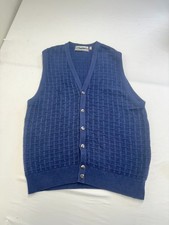 Vintage Shenandoah Knit Sweater Vest Mens Size L Made in USA Grandpa 100% Cotton