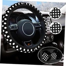 Black White Steering Wheel Cover Universal 14.5-15 Inch Non-slip Polka Dot Black White Steering Wheel Cover Universal 14.5-15 Inch Non-slip Polka Dot