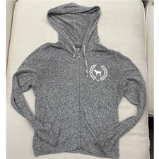 PINK Victoria's Secret Hoodie Womens M Grey Zip Up Logo Glitter Excellent